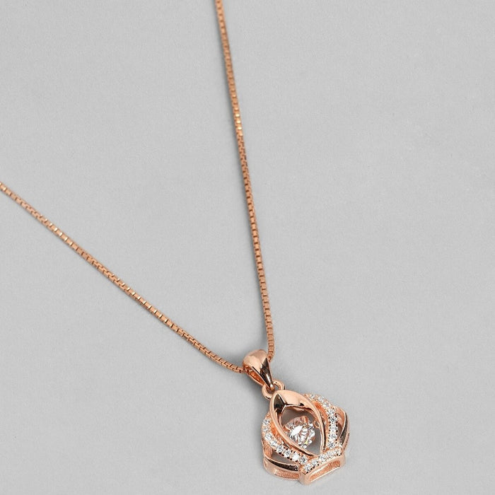 Rose gold 925 Sterling Silver crown pendant necklace for women with clear crystal stones – Zavya