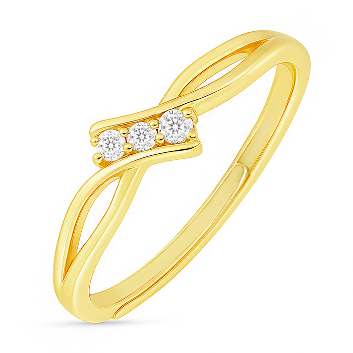 Gold plated 925 Sterling Silver ring for women with an adjustable infinity band and 3 clear stones – Zavya