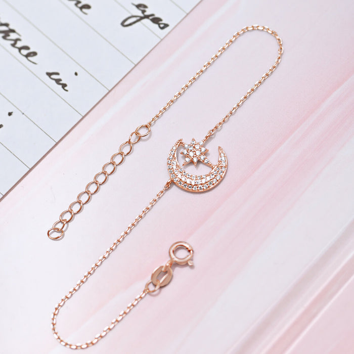 My Moon and Star 925 Silver Bracelet in Rose Gold