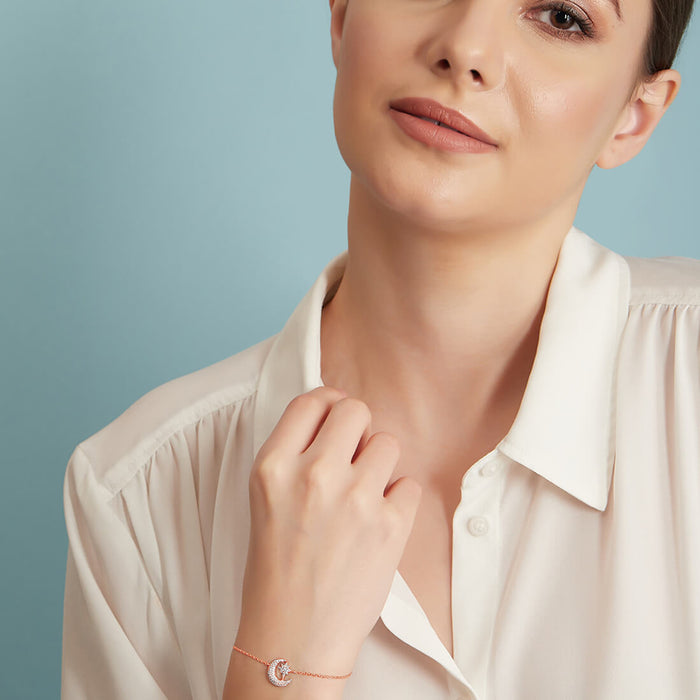 My Moon and Star 925 Silver Bracelet in Rose Gold