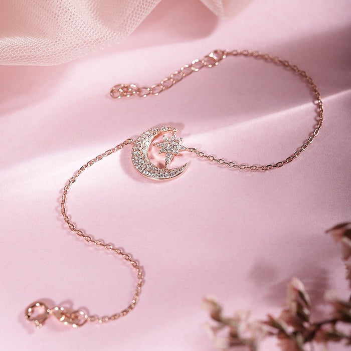 My Moon and Star 925 Silver Bracelet in Rose Gold
