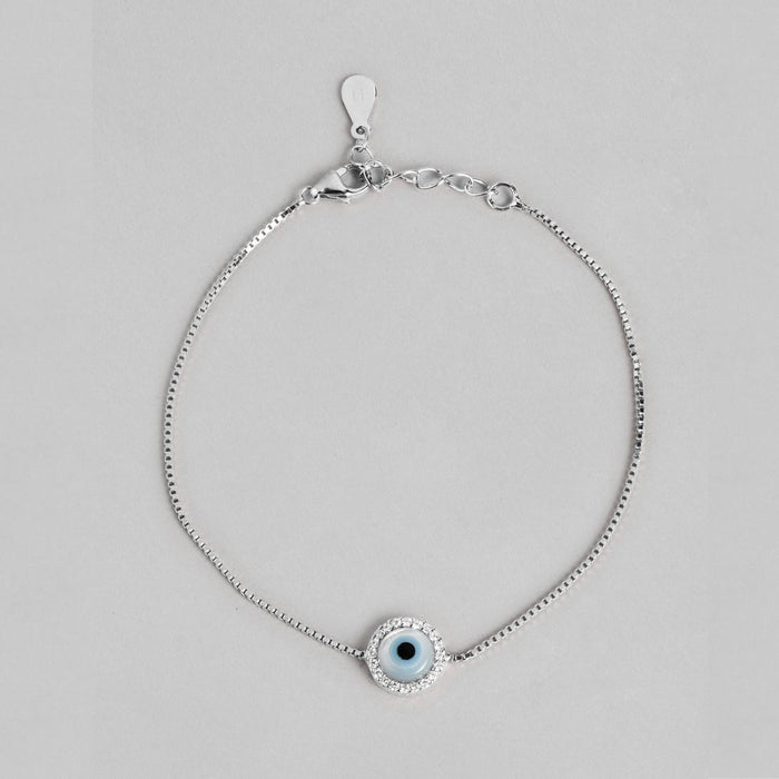 Mystic 925 Sterling Silver Rhodium Plated Box Chain Bracelet