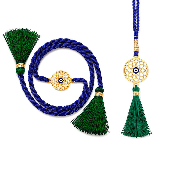 Mystic Mandala Evil Eye Gold Plated Silver Rakhi and Evil Eye Lumba Combo
