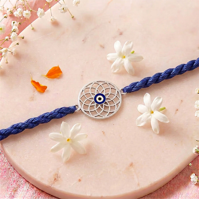 Mystic Mandala Evil Eye Silver Rakhi Hilfiger Gift Hamper