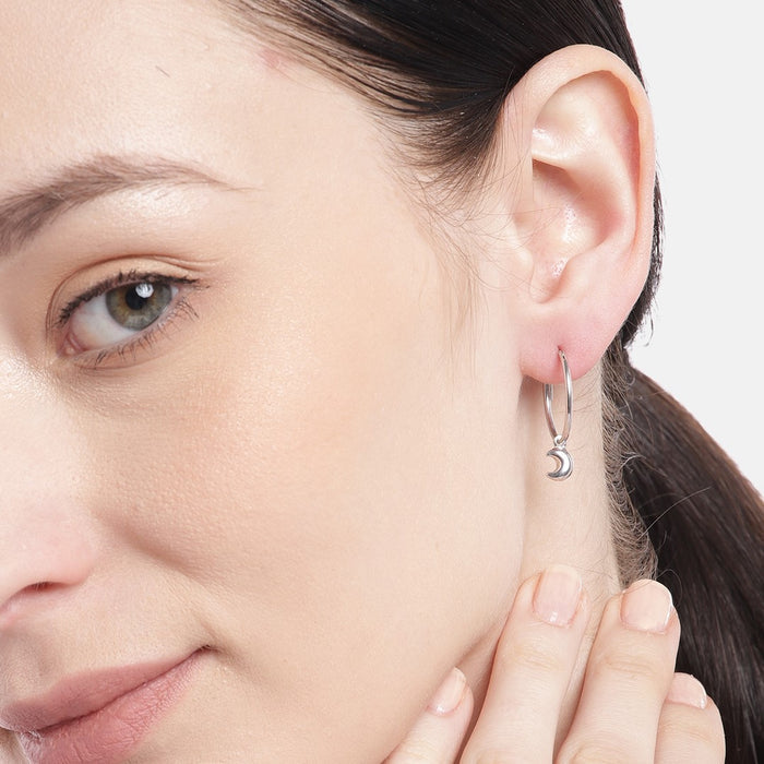 Mystic Moonbeams Rhodium-Plated 925 Sterling Silver hoops Earring