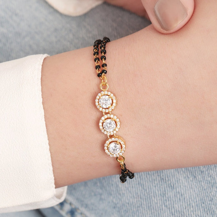 Mystic Orbit Gold-Embraced 925 Sterling Silver Mangalsutra Bracelet