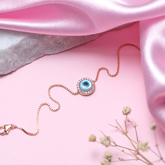 Mystic Protection Rose Gold-Plated 925 Sterling Silver Evil Eye Bracelet