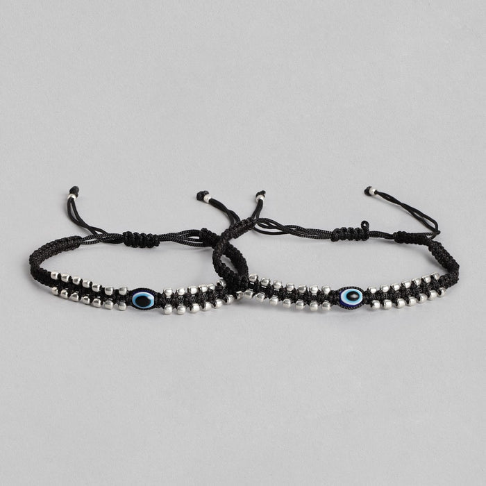Mystic Ward Evil Eye Rhodium Plated 925 Sterling Silver Thread Anklet