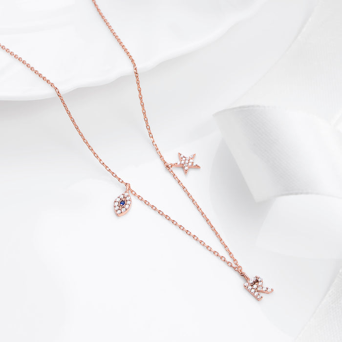 Mystical Charm Rose Gold Plated 925 Sterling Silver Necklace