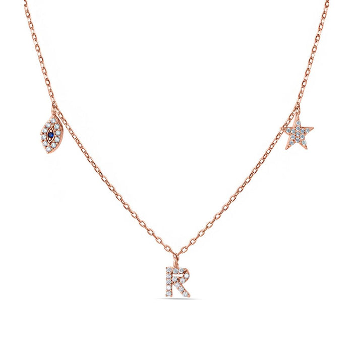 Mystical Charm Rose Gold Plated 925 Sterling Silver Necklace