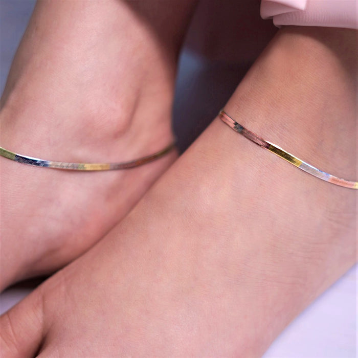 925 Sterling Silver Mystical 925 Silver Anklet in Triple Tone for Women – Zavya