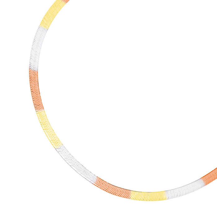 Triple tone flat chain 925 Sterling Silver anklet for women. Elegant tri-color jewellery – Zavya