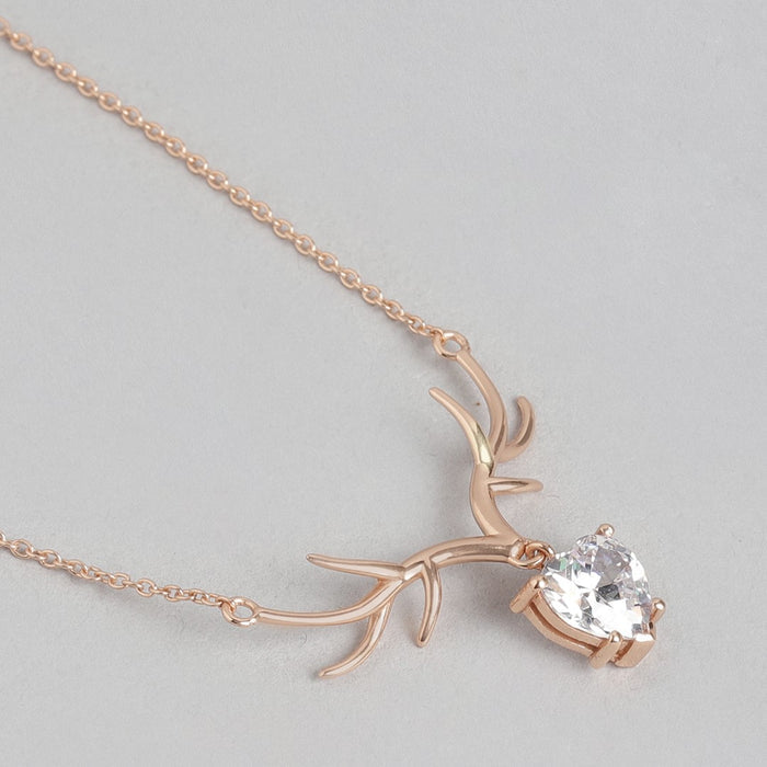 Mystique Deer CZ Rose Gold Plated  925 Sterling Silver Necklace