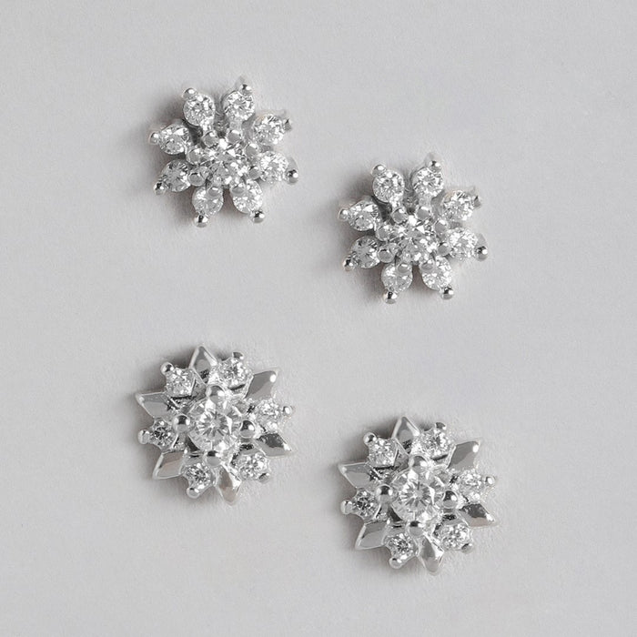 Nakshatra Floral Stud 925 Sterling Silver Earring Combo
