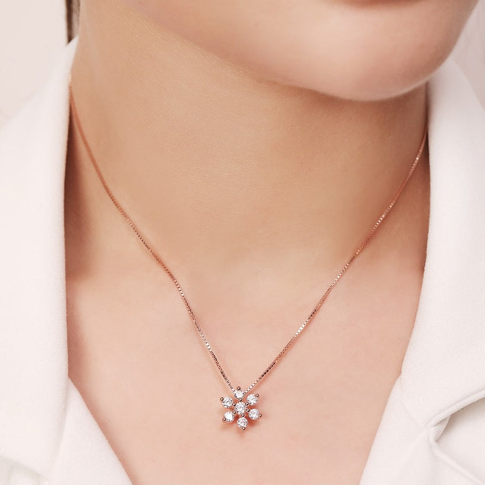 Nakshatra Rose Gold Plated 925 Sterling Silver Necklace with Link Chain