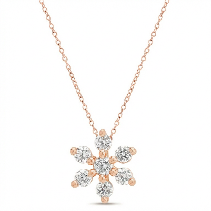 Nakshatra Rose Gold Plated 925 Sterling Silver Necklace with Link Chain