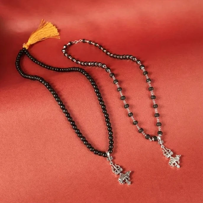 Nandi Raksha Combo: Silver-Cap & Classic Karungali Mala