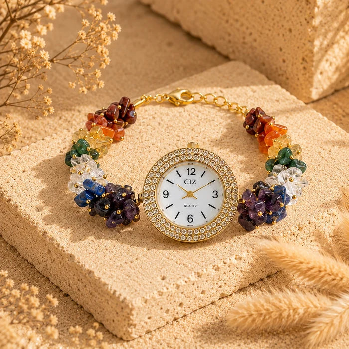 Natural 7 Chakra Stone Chips Watch | Healing Crystal Wrist Watch