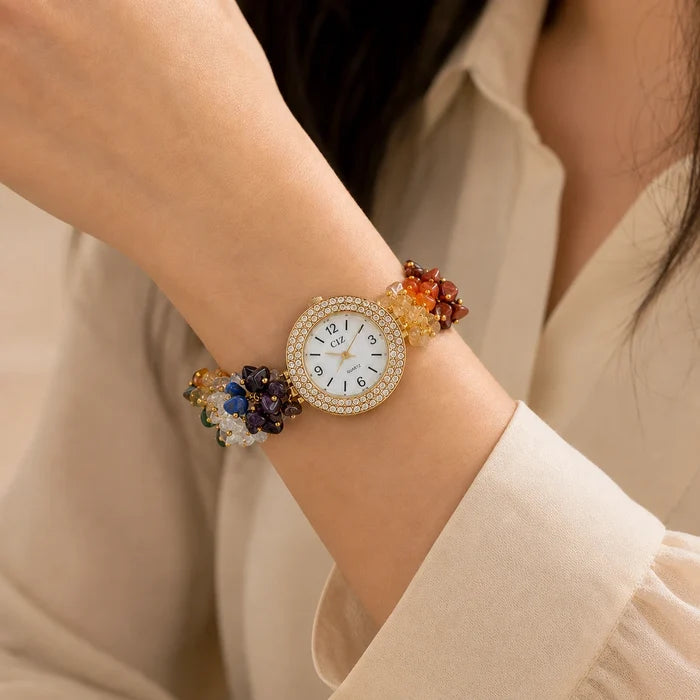 Natural 7 Chakra Stone Chips Watch | Healing Crystal Wrist Watch