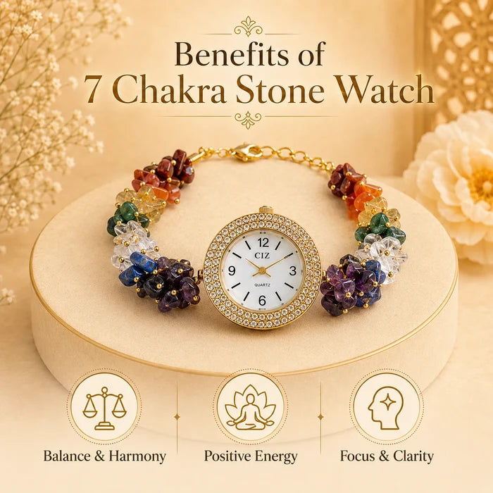 Natural 7 Chakra Stone Chips Watch | Healing Crystal Wrist Watch - view 3