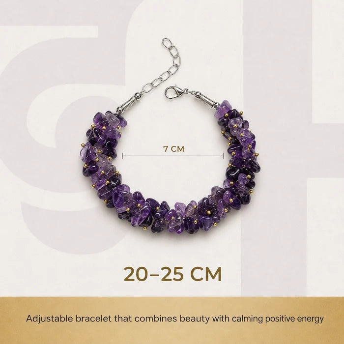 Natural Amethyst Chips Bracelet | Purple Crystal Healing Bracelet - view 2