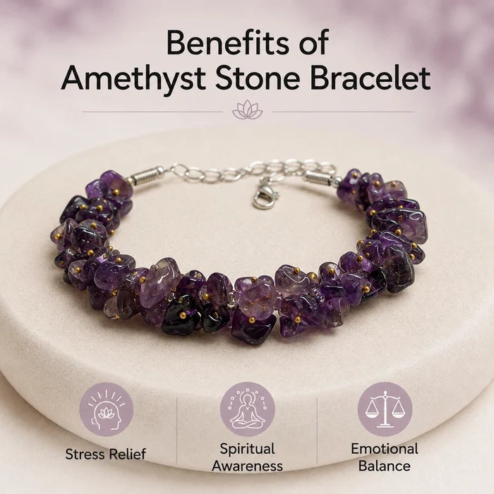 Natural Amethyst Chips Bracelet | Purple Crystal Healing Bracelet - view 3