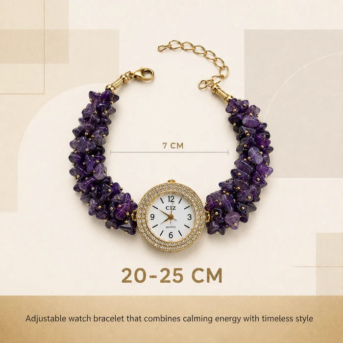 Natural Amethyst Stone Chips Watch | Purple Crystal Wrist Watch - view 2