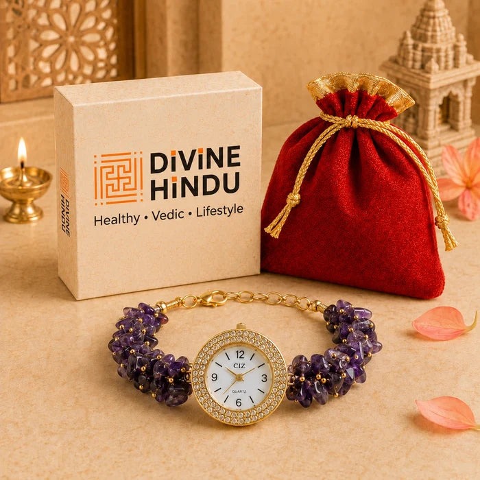 Natural Amethyst Stone Chips Watch | Purple Crystal Wrist Watch - view 4