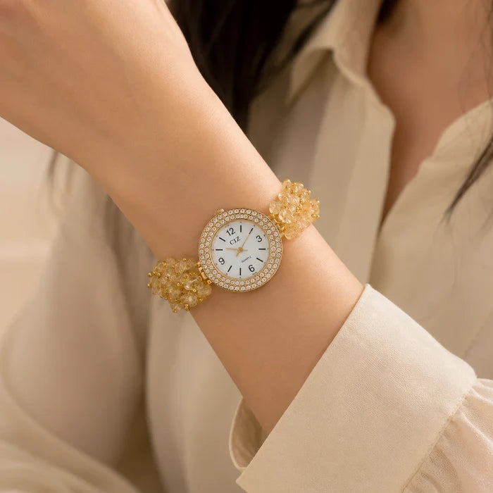 Natural Citrine Stone Chips Watch | Sunela Crystal Watch