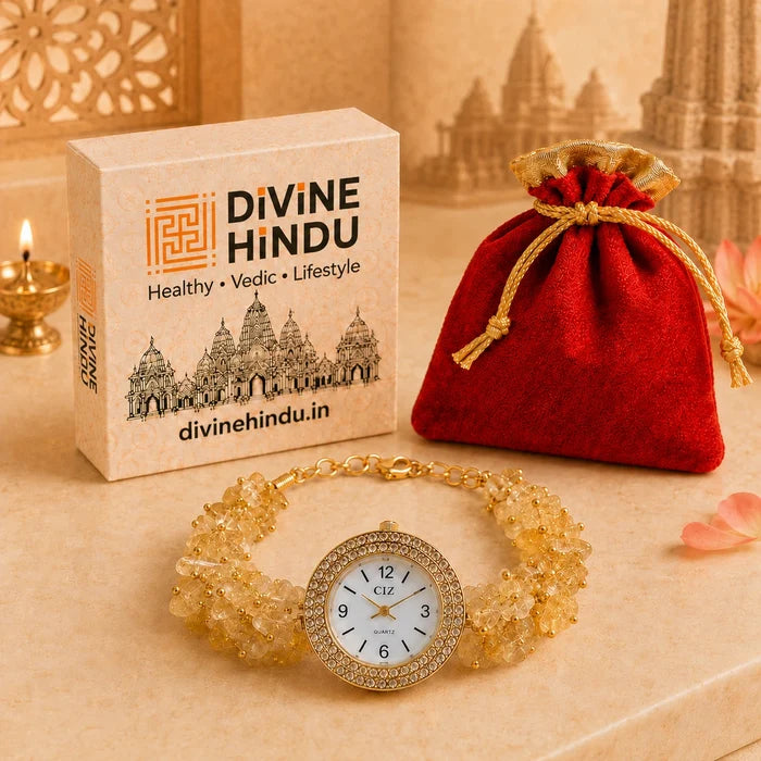 Natural Citrine Stone Chips Watch | Sunela Crystal Watch - view 4