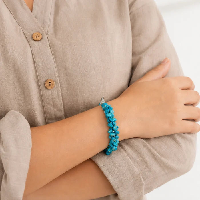 Natural Firoza Stone Chips Bracelet