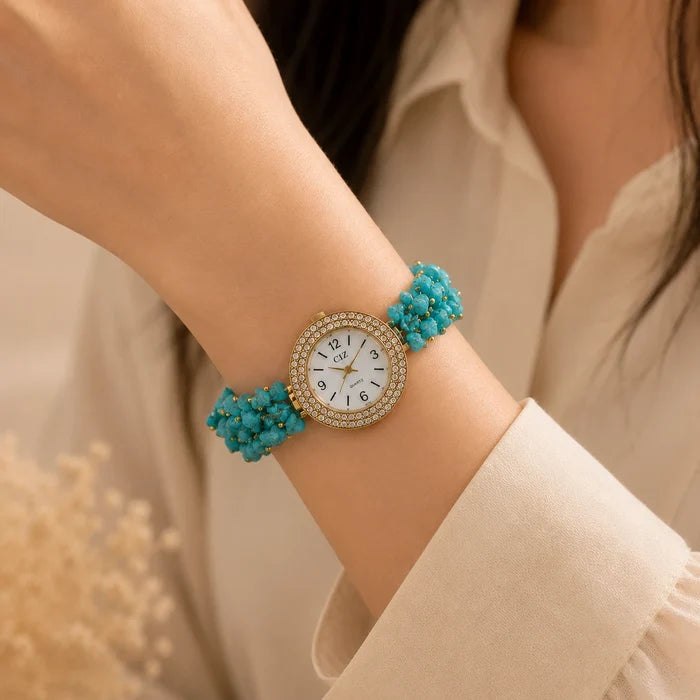 Natural Firoza Stone Chips Watch