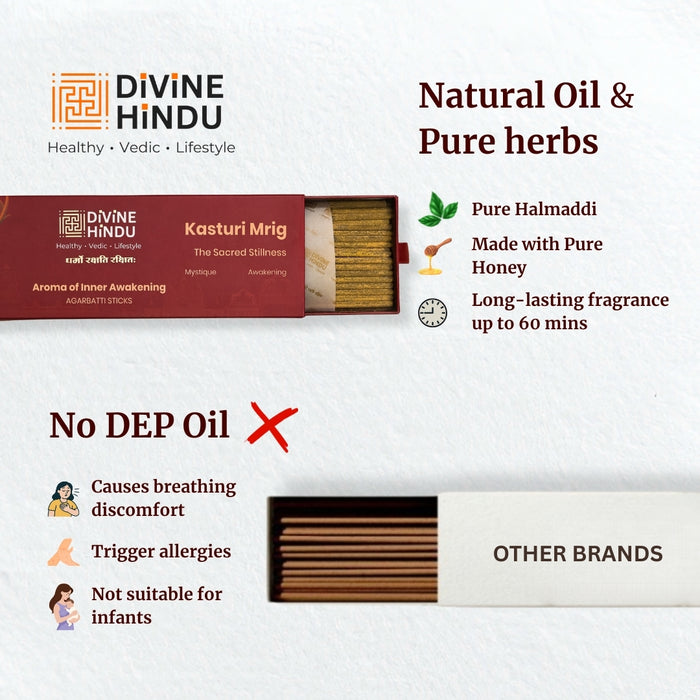 Pack of 60 Kesar Chandan & Kasturi Mrig incense sticks from Divine Hindu