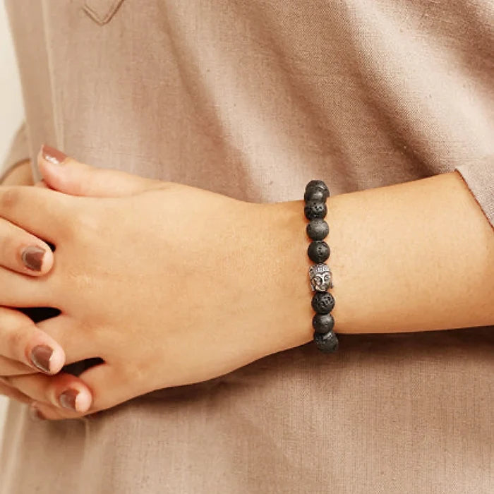 Natural lava Stone Buddha Bracelet - view 2