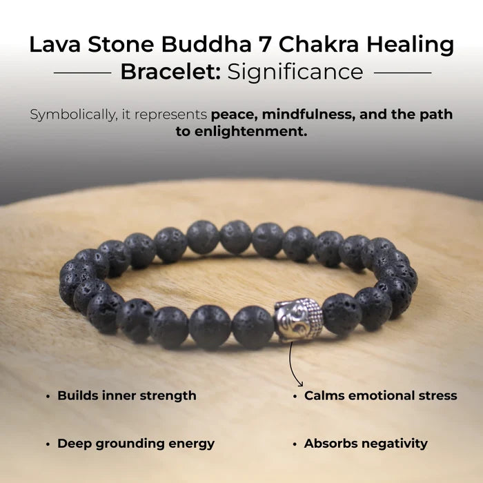 Natural lava Stone Buddha Bracelet - view 4