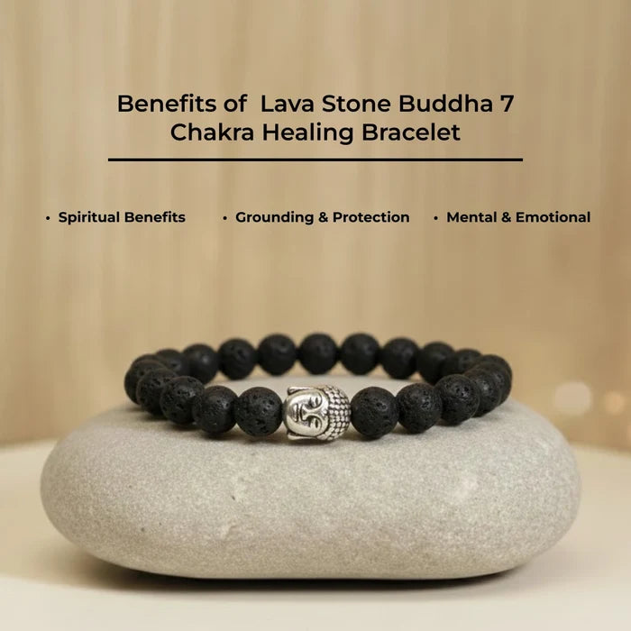 Natural lava Stone Buddha Bracelet - view 5