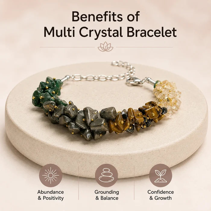 Natural Money Magnet Crystal Chips Bracelet | Abundance & Prosperity Bracelet - view 2