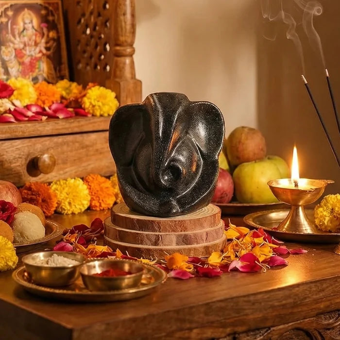 Natural Pyrite Ganesha Idol - view 2