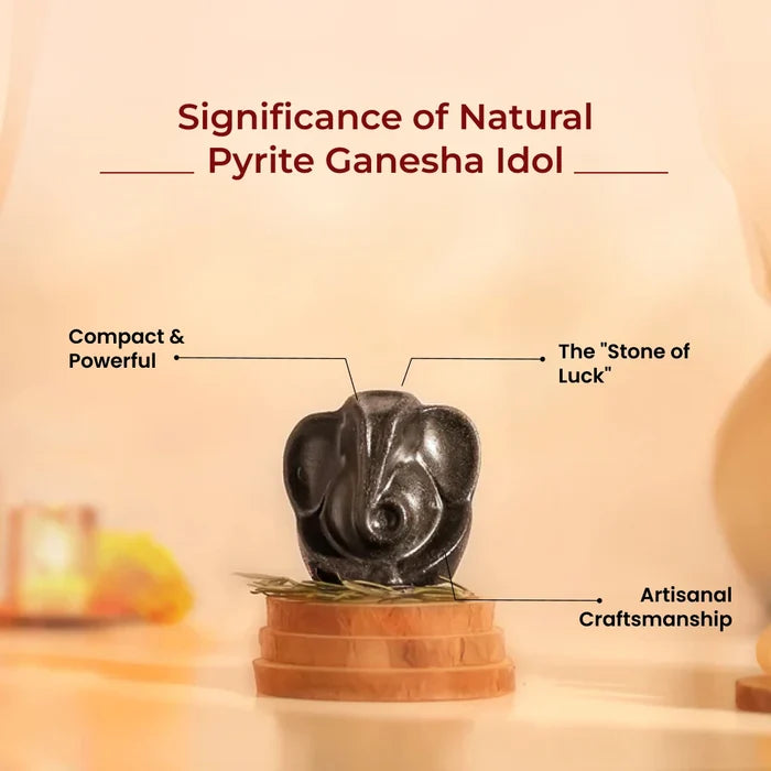 Natural Pyrite Ganesha Idol - view 4