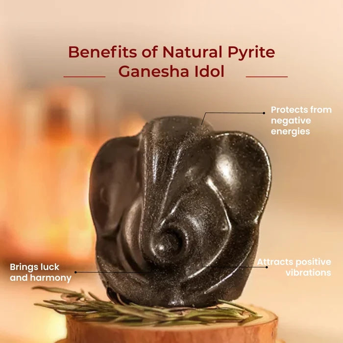 Natural Pyrite Ganesha Idol - view 5