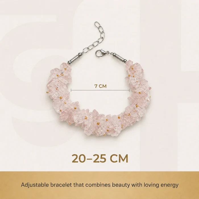 Natural Rose Quartz Chips Bracelet | Pink Crystal Love Bracelet - view 3