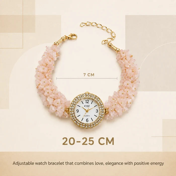 Natural Rose Quartz Stone Chips Watch | Pink Crystal Wrist Watch - view 2