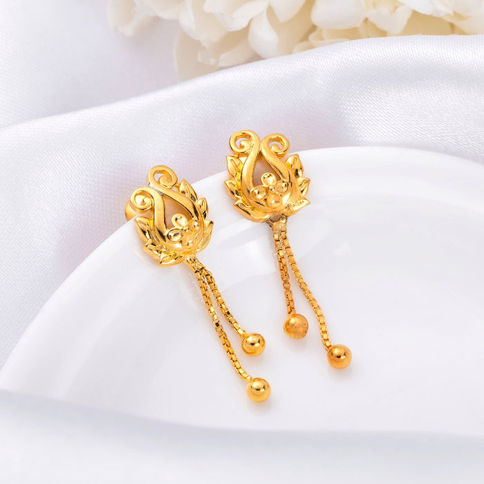 Nature Splendor Gold Plated 925 Silver Drop Earrings