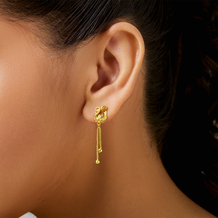 Nature Splendor Gold Plated 925 Silver Drop Earrings