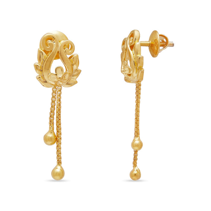 Nature Splendor Gold Plated 925 Silver Drop Earrings
