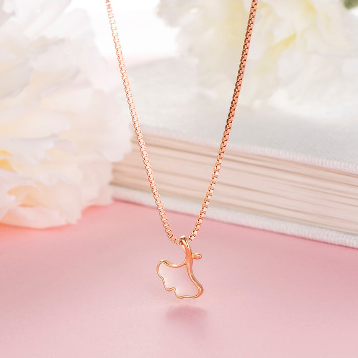 Nature's Elegance Rose Gold-Plated 925 Sterling Silver Leaf Necklace
