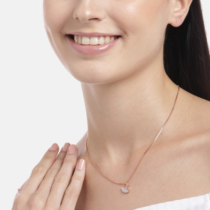 Nature's Elegance Rose Gold-Plated 925 Sterling Silver Leaf Necklace