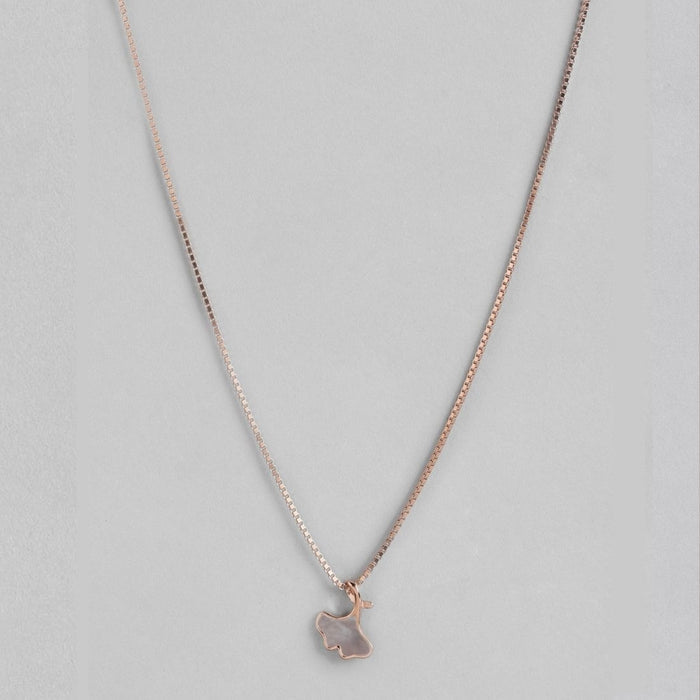 Nature's Elegance Rose Gold-Plated 925 Sterling Silver Leaf Necklace