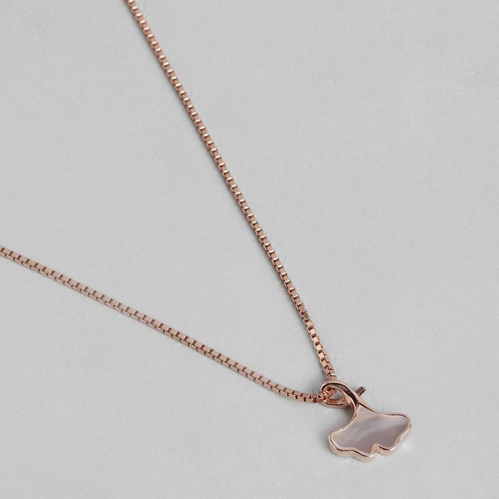 Nature's Elegance Rose Gold-Plated 925 Sterling Silver Leaf Necklace