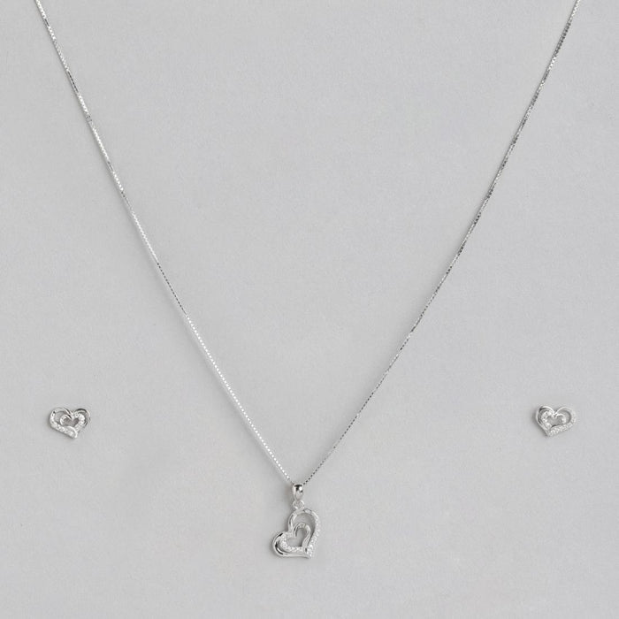 Nested Heart 925 Silver Jewellery Set